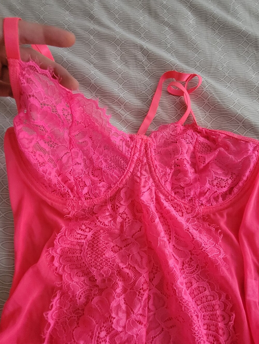 Women’s Hot Pink Lace Bodysuit